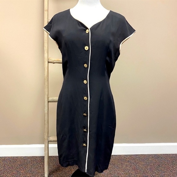 The Limited Vintage column sheath dress 70s sz S/M VTG workwear office secretary - Picture 1 of 15